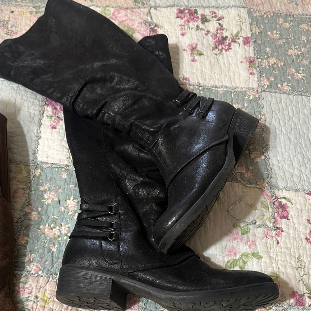 BareTraps Black Over the Knee Boots with Sturdy Soles